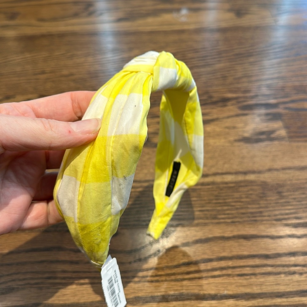 Jcrew yellow gingham knotted headband